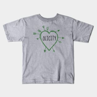 Olicity - Heart with Green Arrows Doodle Kids T-Shirt